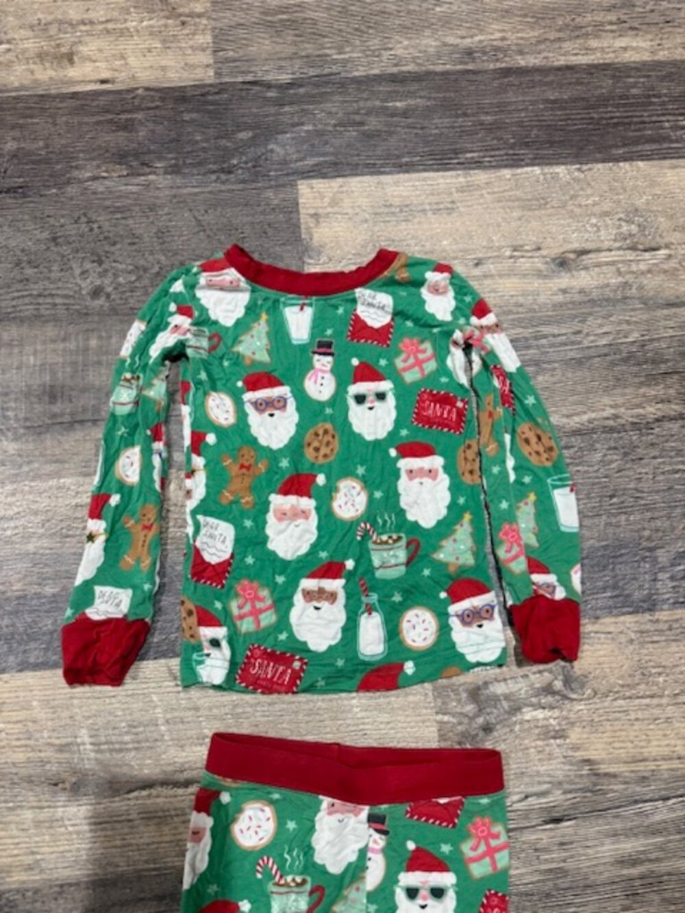 Little Sleepies Two-Piece Pajama Set Size 2T Santa & Cookie Print - Picture 3 of 6